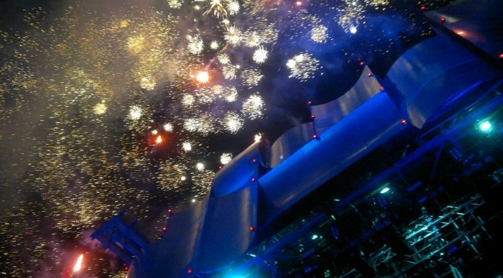 Show de fogos no fim do show do Rock in Rio. Arquivo pessoal de Paula Valladares